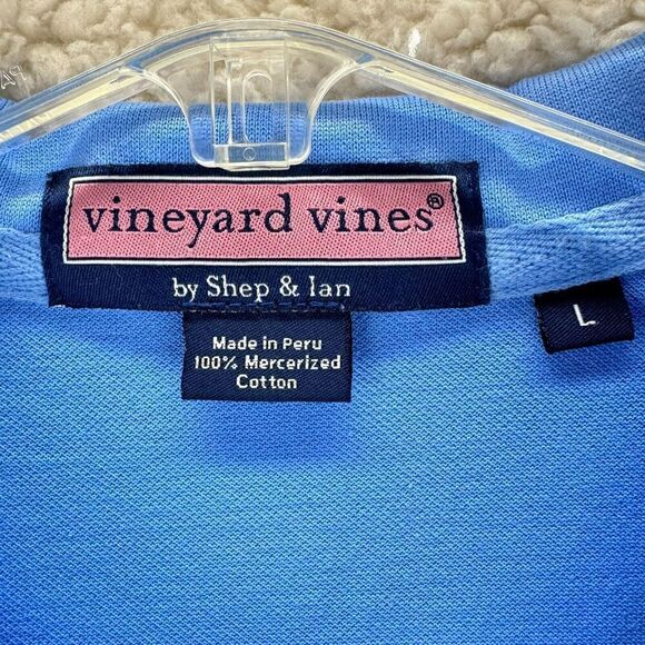 Vineyard Vines Polo Shirt Men's L Navy Blue Mercerized Cotton Short Sleeve - Picture 4 of 8
